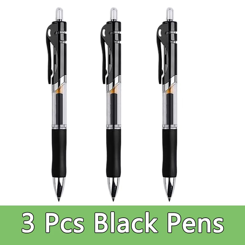 Gel Pens Set Black Blue Red Refill Gel Pen Bullet Tip 0.5Mm School & Office Supplies Stationery Kawaii Accessories Stationery