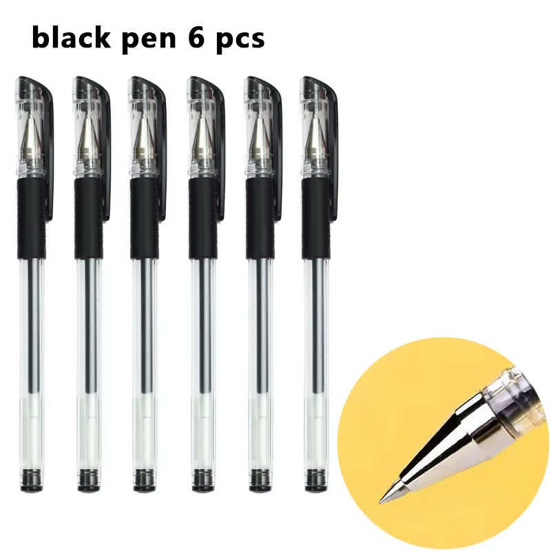 Gel Pens Set Black Blue Red Refill Gel Pen Bullet Tip 0.5Mm School & Office Supplies Stationery Kawaii Accessories Stationery