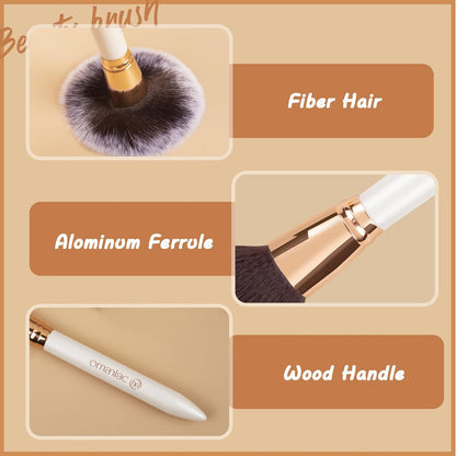 Professional Makeup Brushes Set (12Pcs), Pearl Flash Handles, Comfortable to Hold and Easy to Use. Full Face Travel Make up Brushes Set Professional with Case